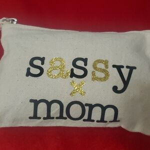Sassy Mom Canvas Pouch - Cream and Gold